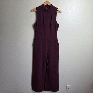 Anthropologie Eva Franco Charley Mock Neck Wide Leg Jumpsuit in Plum Size XS NEW